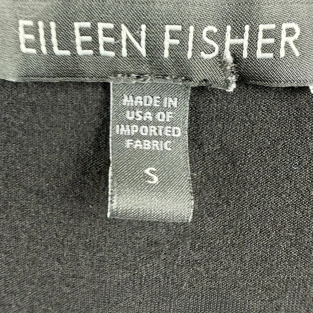 Eileen Fisher Tank Top Womens S Black Scoop Neck Rayon Lycra Stretch Made USA